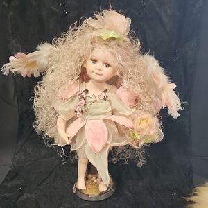 Fairy Doll 15 Inch Pink and Green Floral Dress